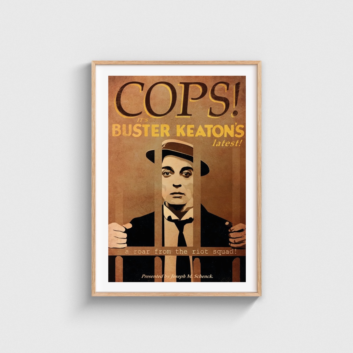Cops film posteri, ahşap çerçeveli tablo