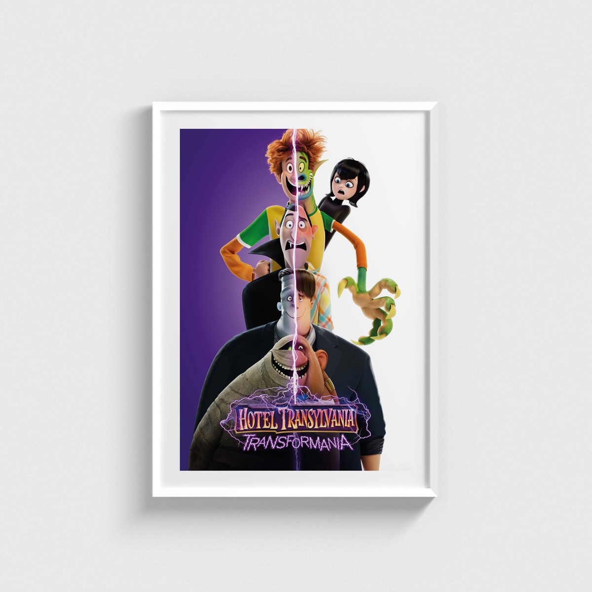 Hotel Transylvania Transformania film posteri, beyaz çerçeveli tablo