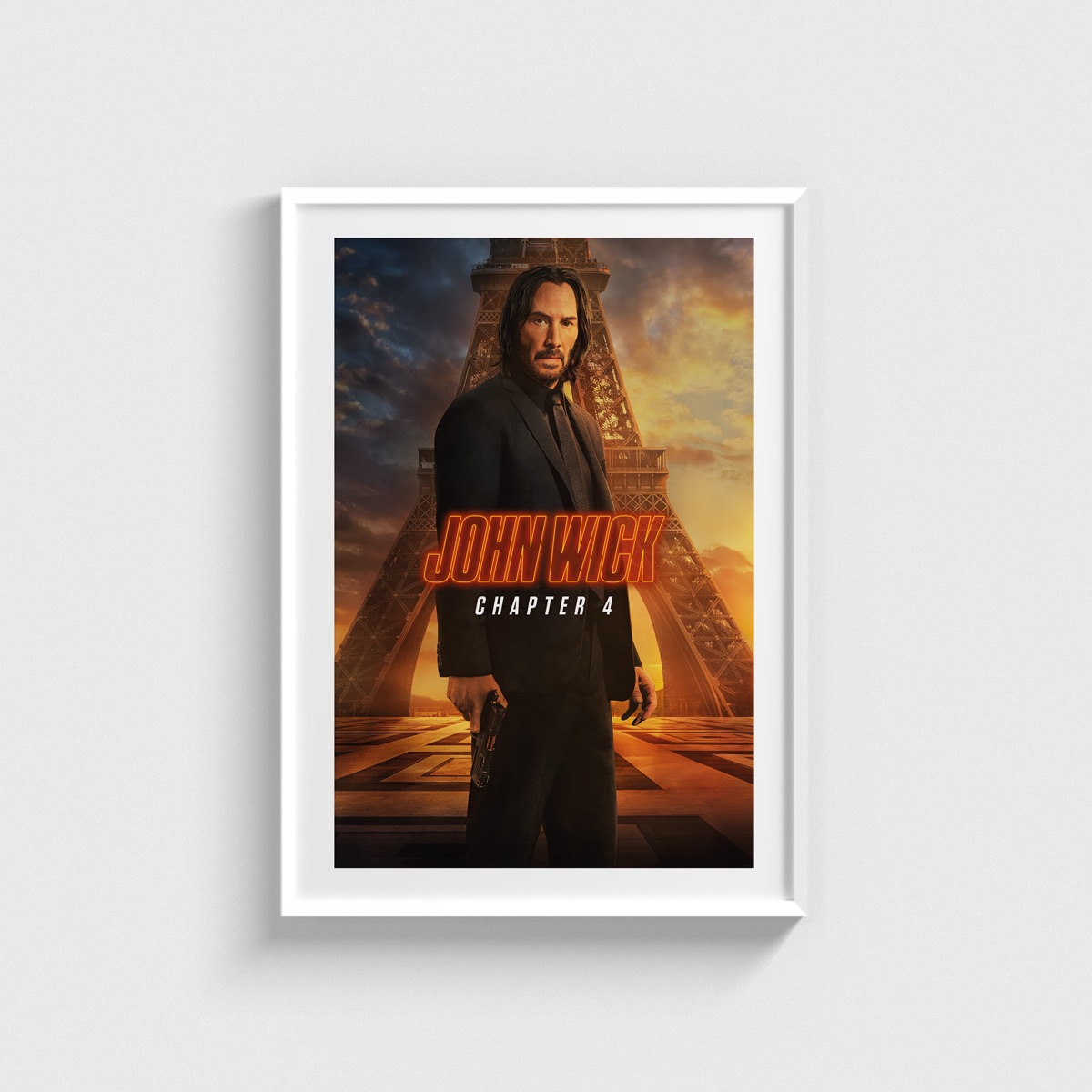 John Wick Chapter 4 film posteri, beyaz çerçeveli tablo