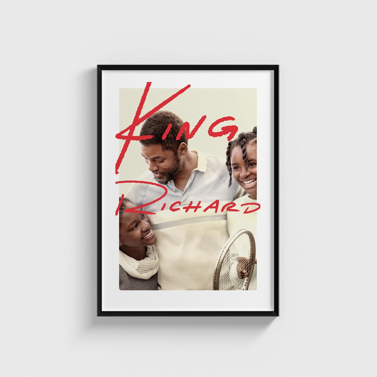 King Richard film posteri, siyah çerçeveli tablo