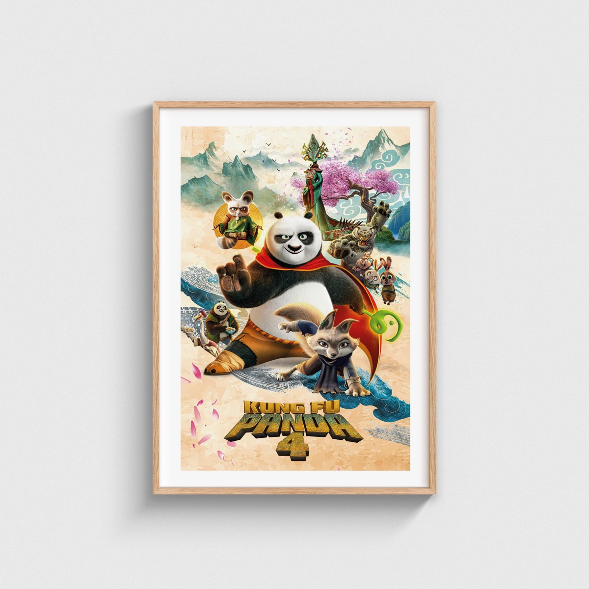 Kung Fu Panda 4 film posteri, ahşap çerçeveli tablo