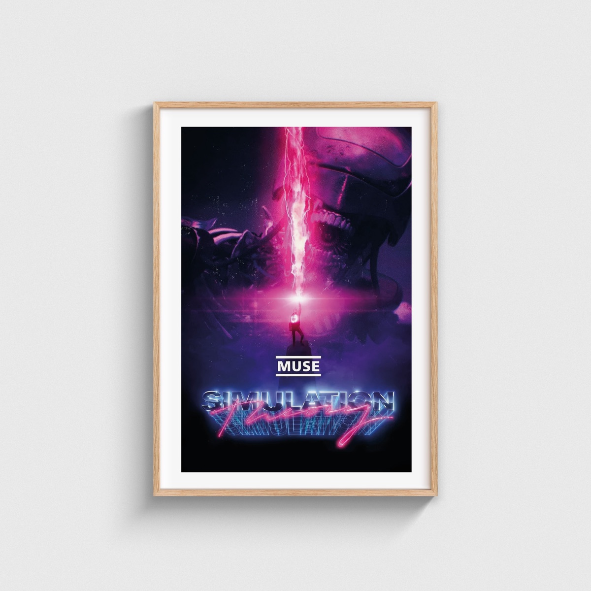 Muse Simulation Theory film posteri, ahşap çerçeveli tablo