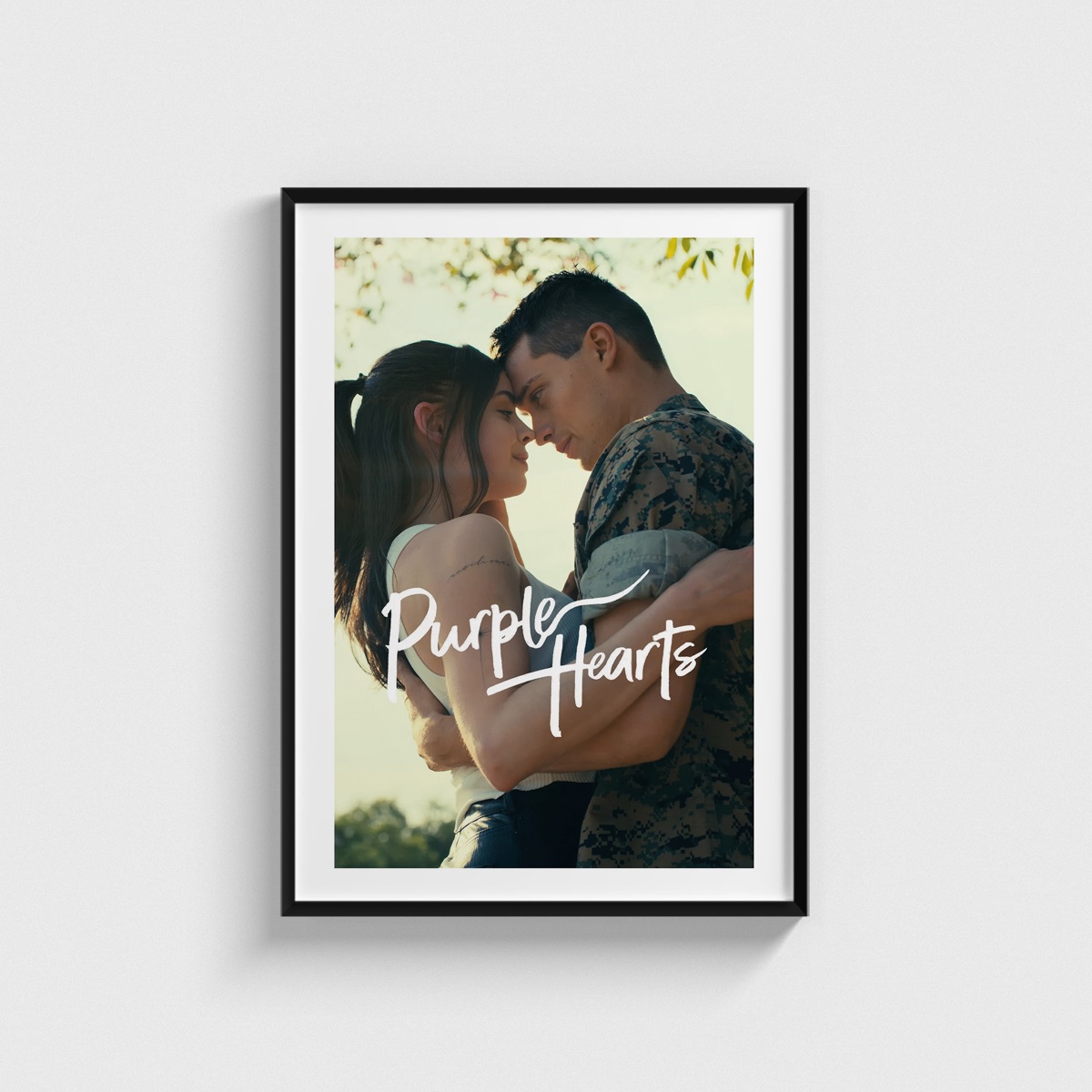 Purple Hearts film posteri, siyah çerçeveli tablo