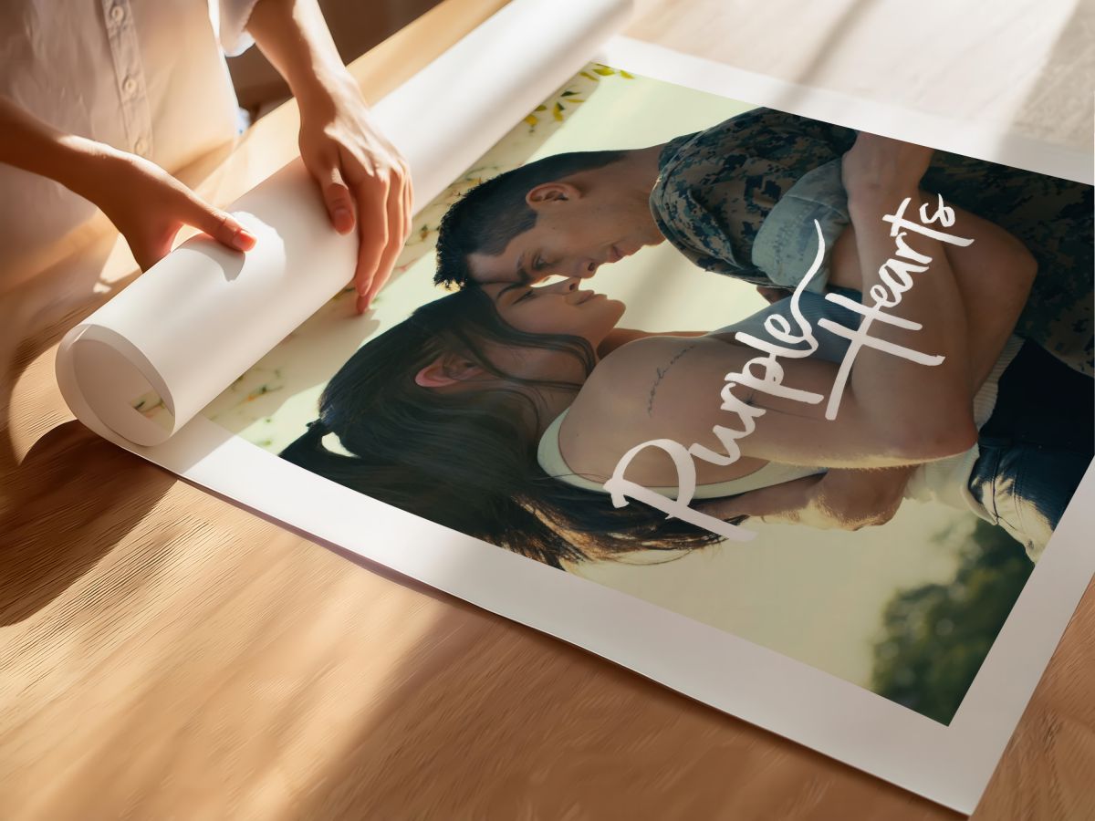 Purple Hearts (2022) Film Posteri, rulo yapılmış çerçevesiz poster