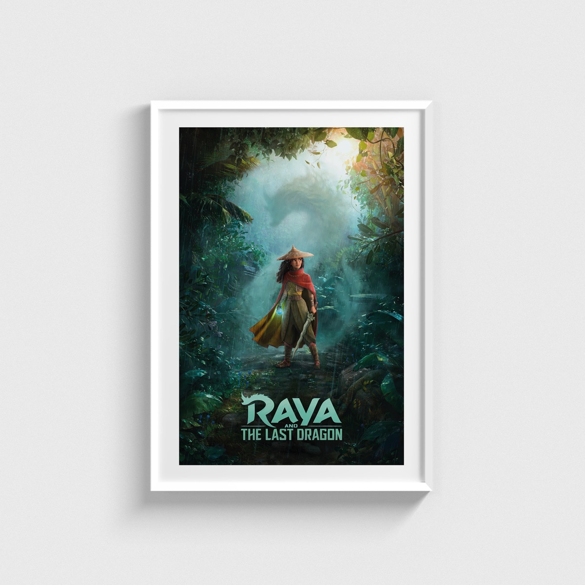 Raya and the Last Dragon film posteri, beyaz çerçeveli tablo