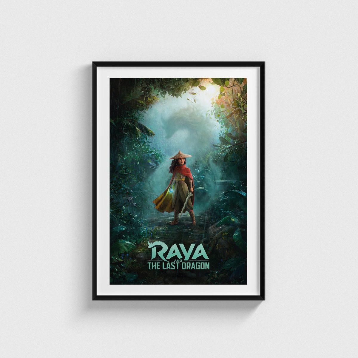 Raya and the Last Dragon film posteri, siyah çerçeveli tablo