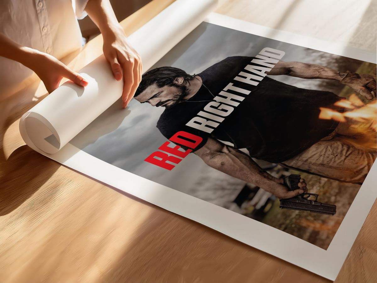 Red Right Hand (2024) Film Posteri, rulo yapılmış çerçevesiz poster
