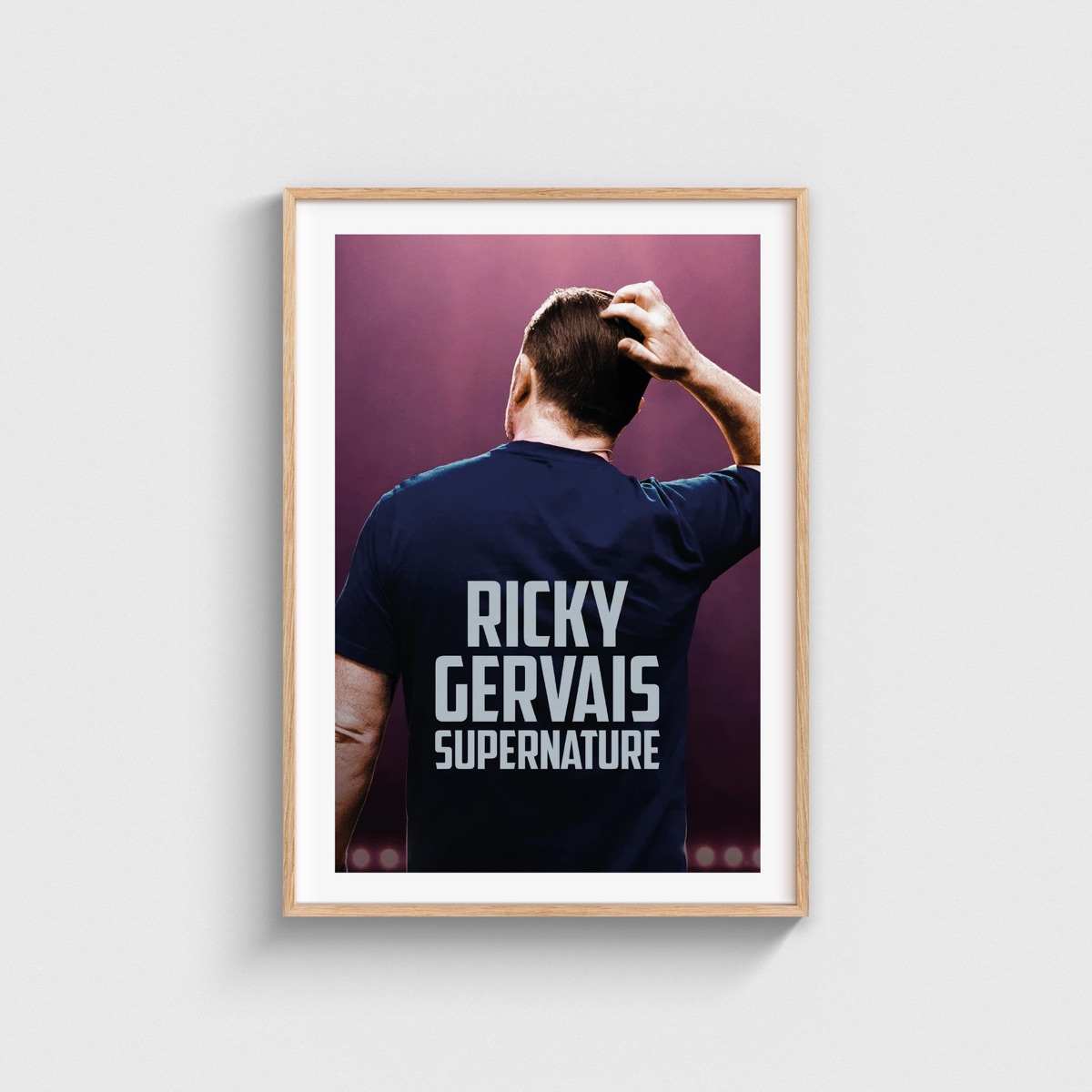 Ricky Gervais SuperNature film posteri, ahşap çerçeveli tablo