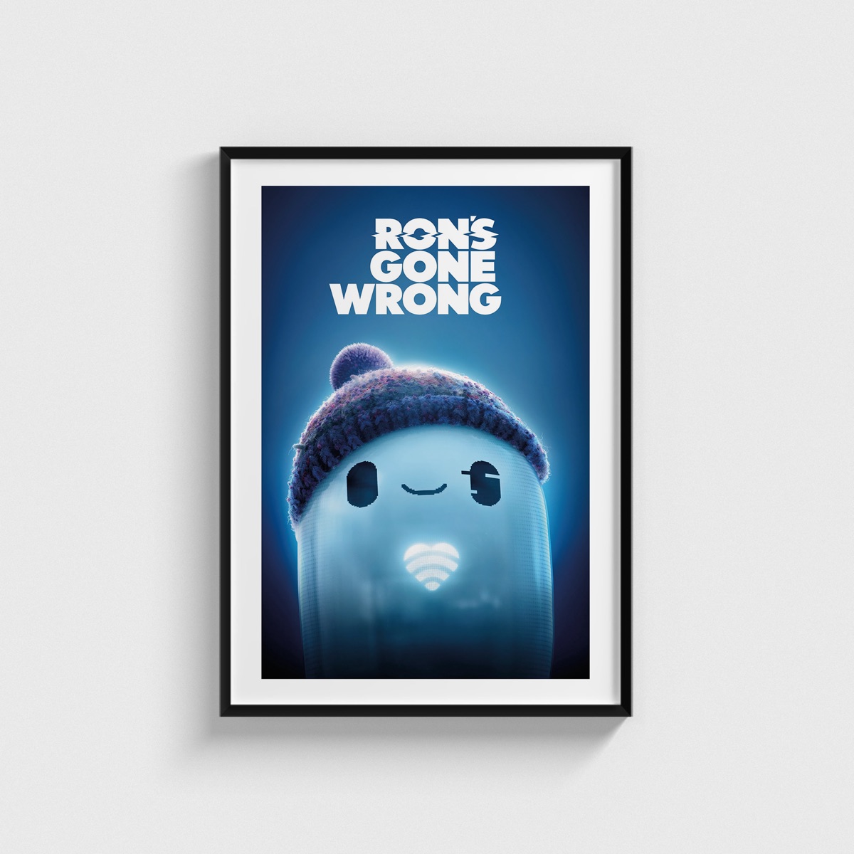 Ron's Gone Wrong film posteri, siyah çerçeveli tablo