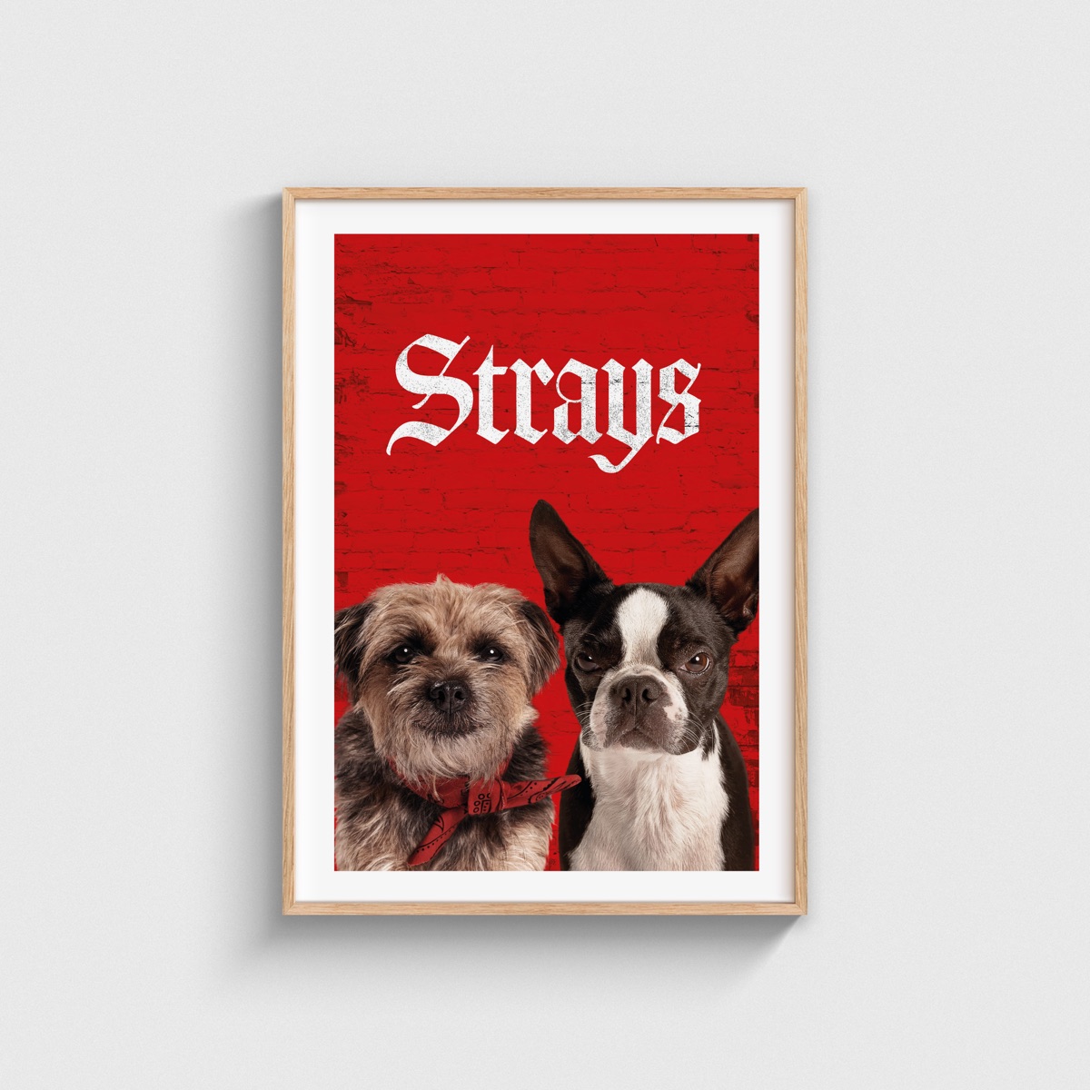 Strays film posteri, ahşap çerçeveli tablo