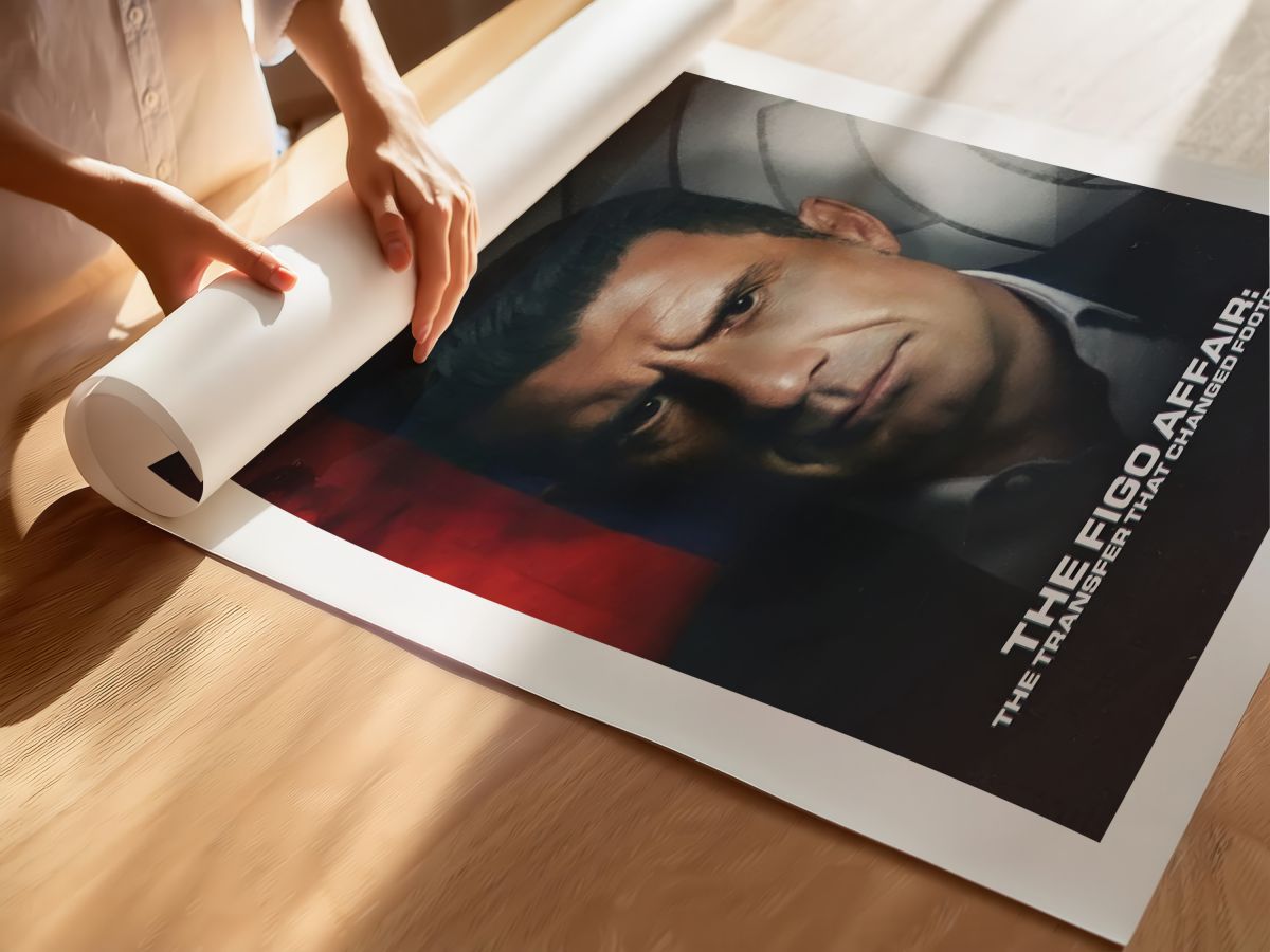 The Figo Affair The Transfer That Changed Football (2022) Film Posteri, rulo yapılmış çerçevesiz poster