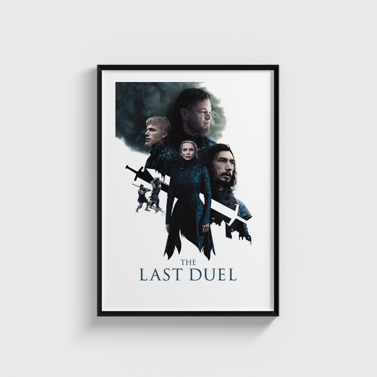 The Last Duel film posteri, siyah çerçeveli tablo