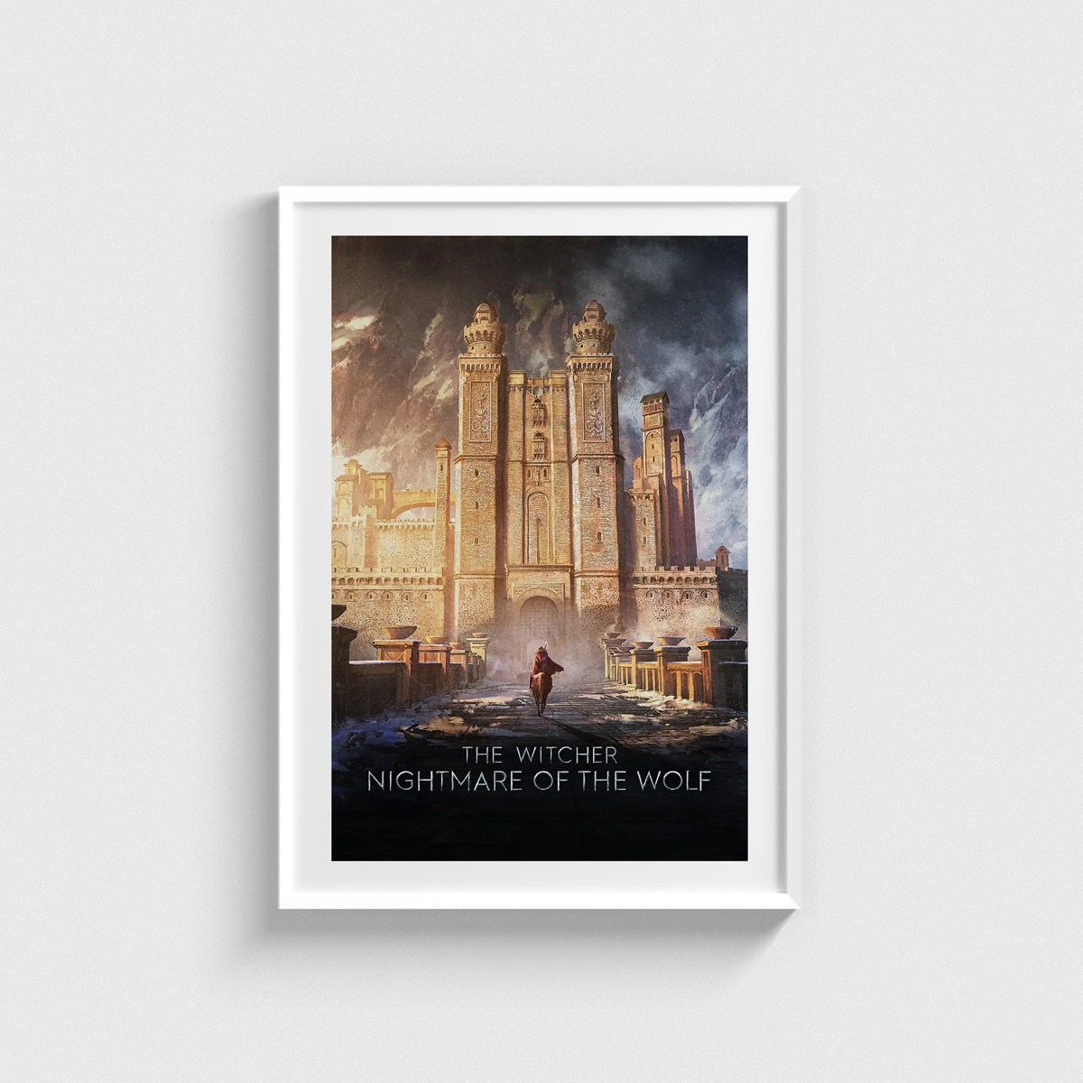 The Witcher Nightmare of the Wolf film posteri, beyaz çerçeveli tablo
