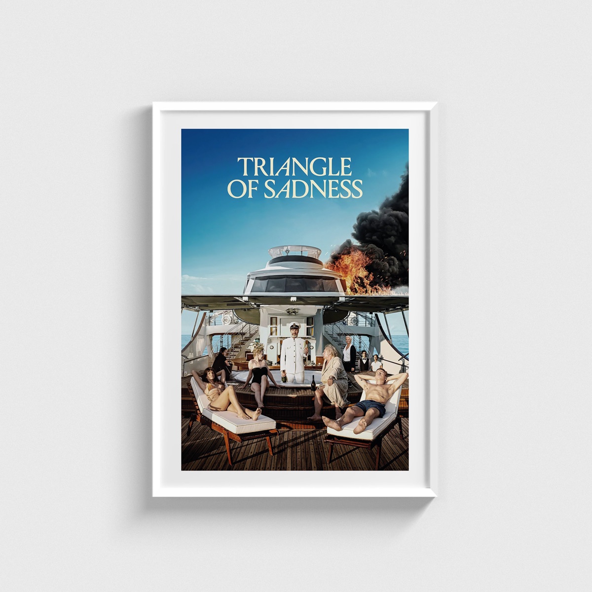 Triangle of Sadness film posteri, beyaz çerçeveli tablo