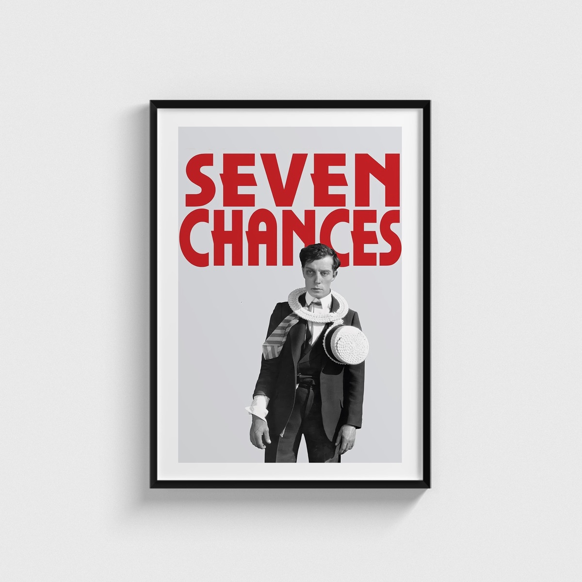 Seven Chances film posteri, siyah çerçeveli tablo