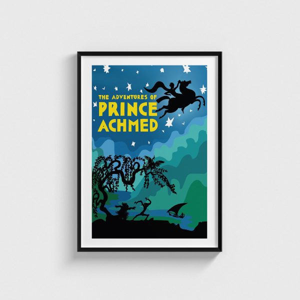 The Adventures of Prince Achmed film posteri, siyah çerçeveli tablo