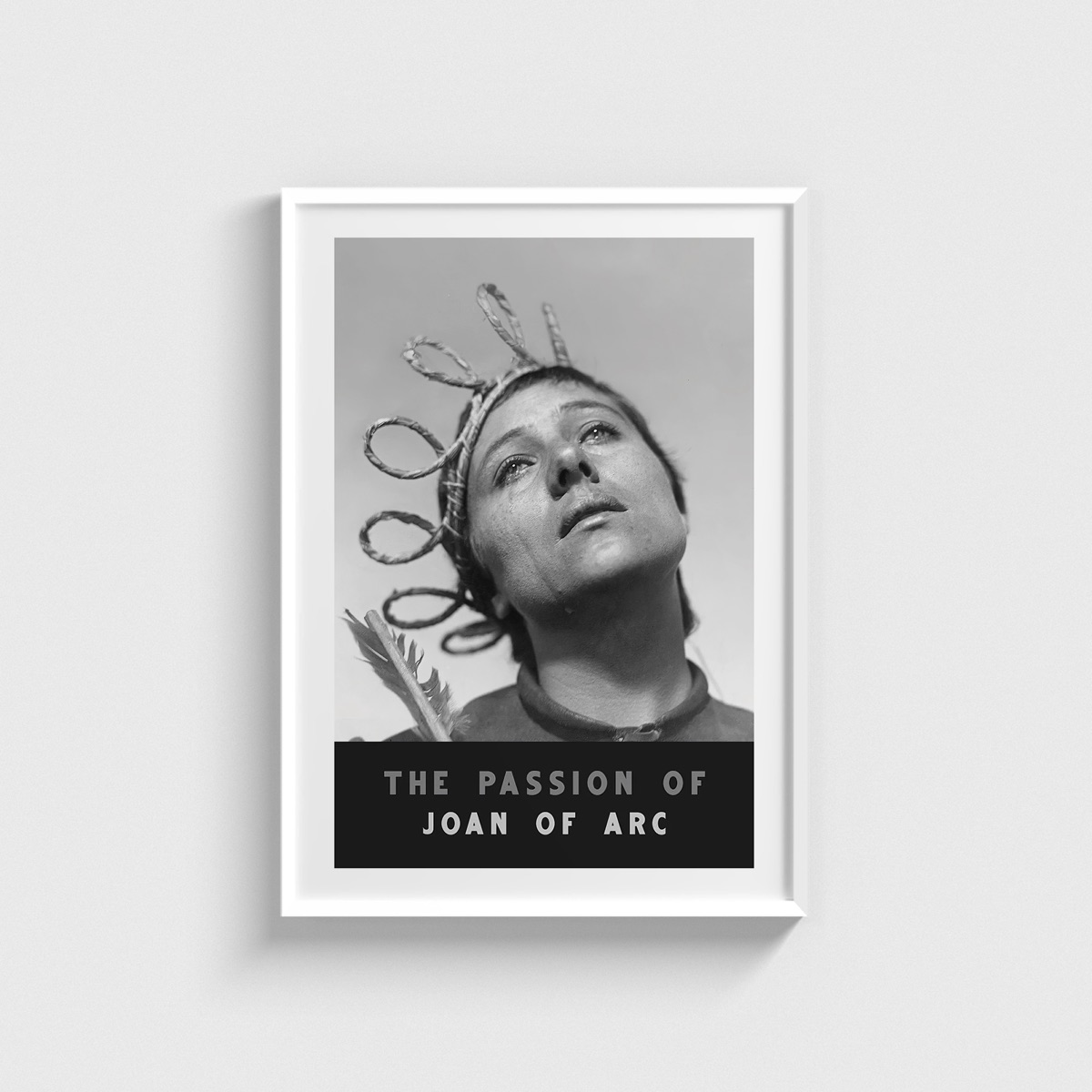The Passion of Joan of Arc film posteri, beyaz çerçeveli tablo