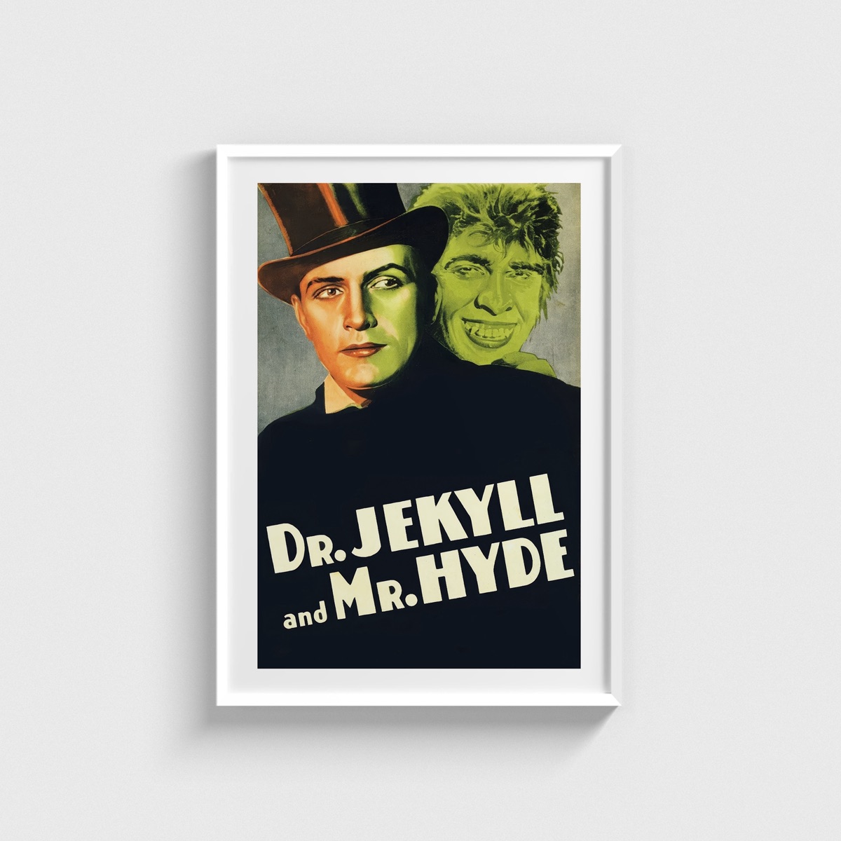 Dr. Jekyll and Mr. Hyde film posteri, beyaz çerçeveli tablo