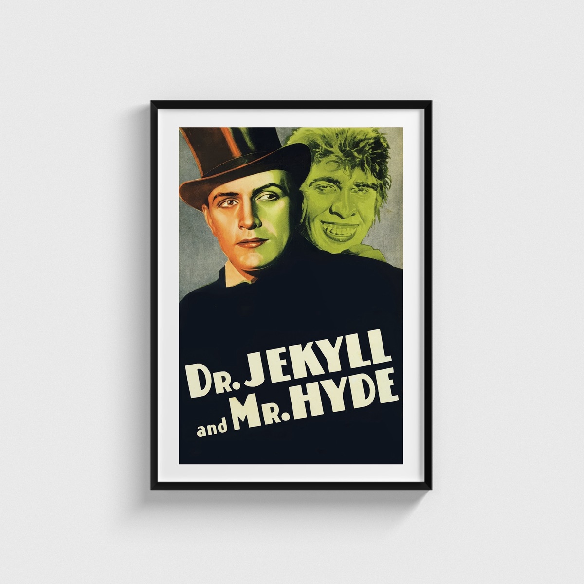 Dr. Jekyll and Mr. Hyde film posteri, siyah çerçeveli tablo