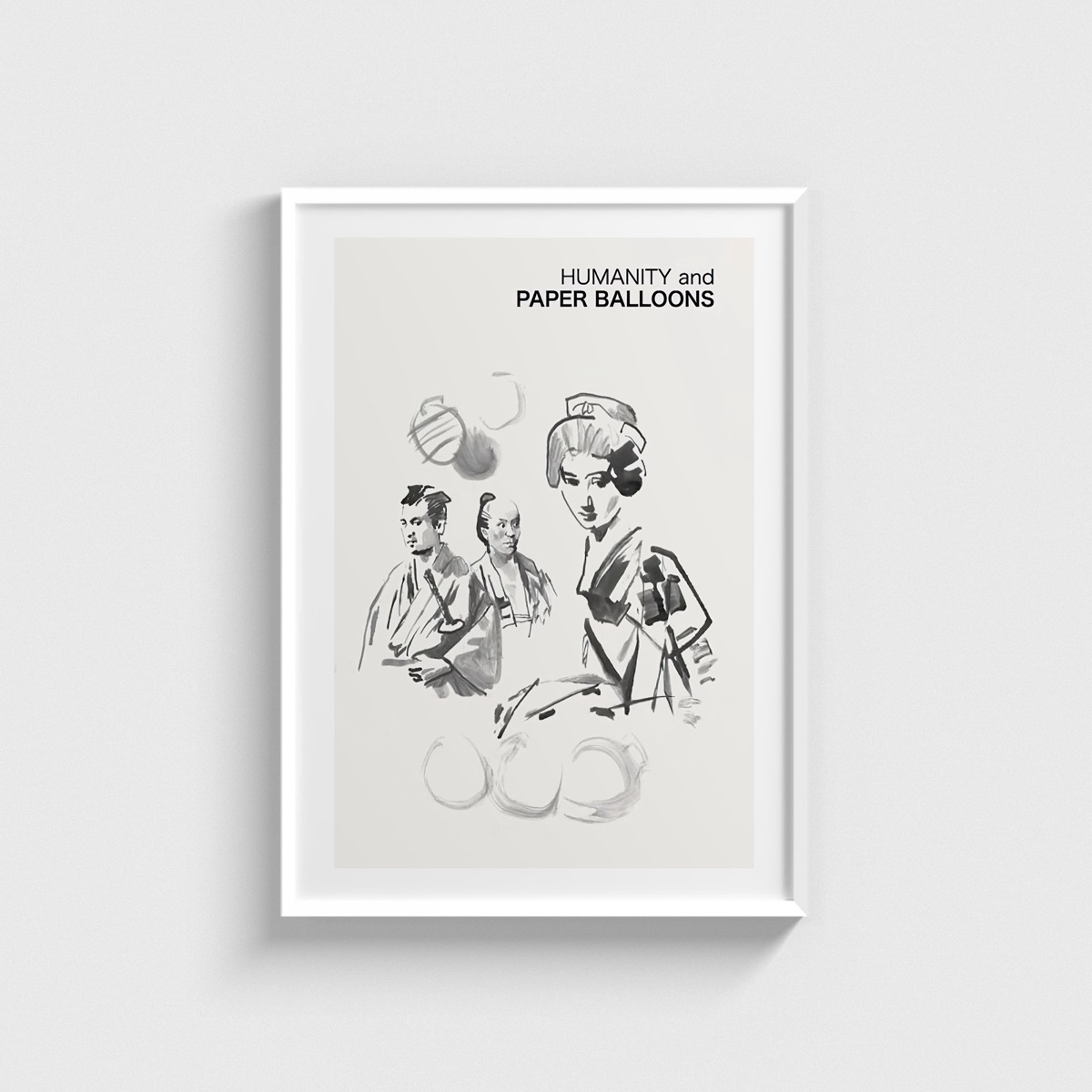 Humanity and Paper Balloons film posteri, beyaz çerçeveli tablo