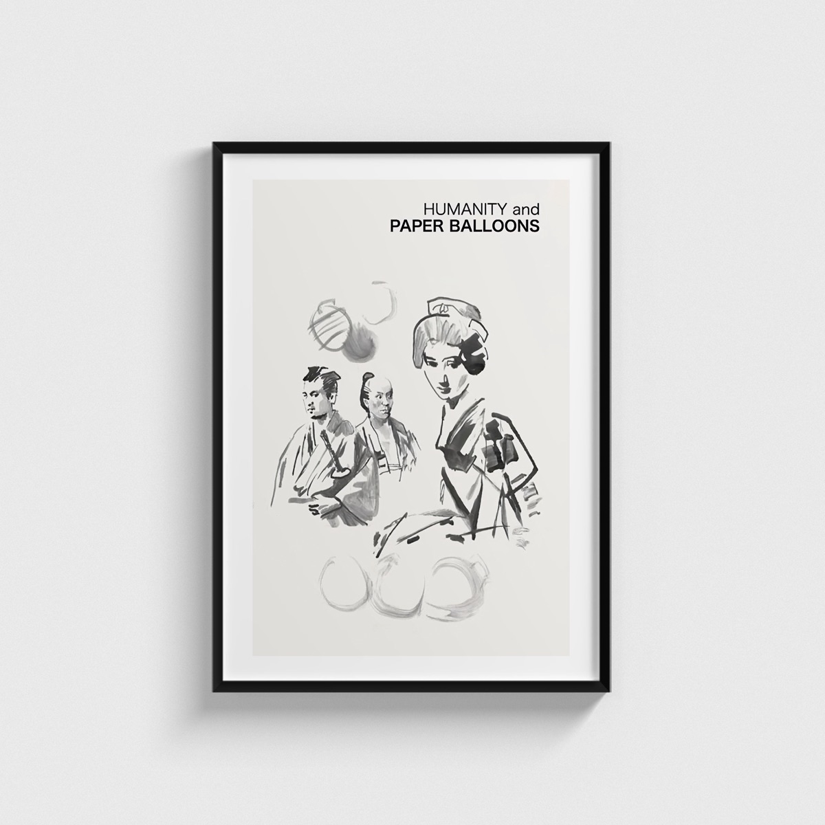 Humanity and Paper Balloons film posteri, siyah çerçeveli tablo
