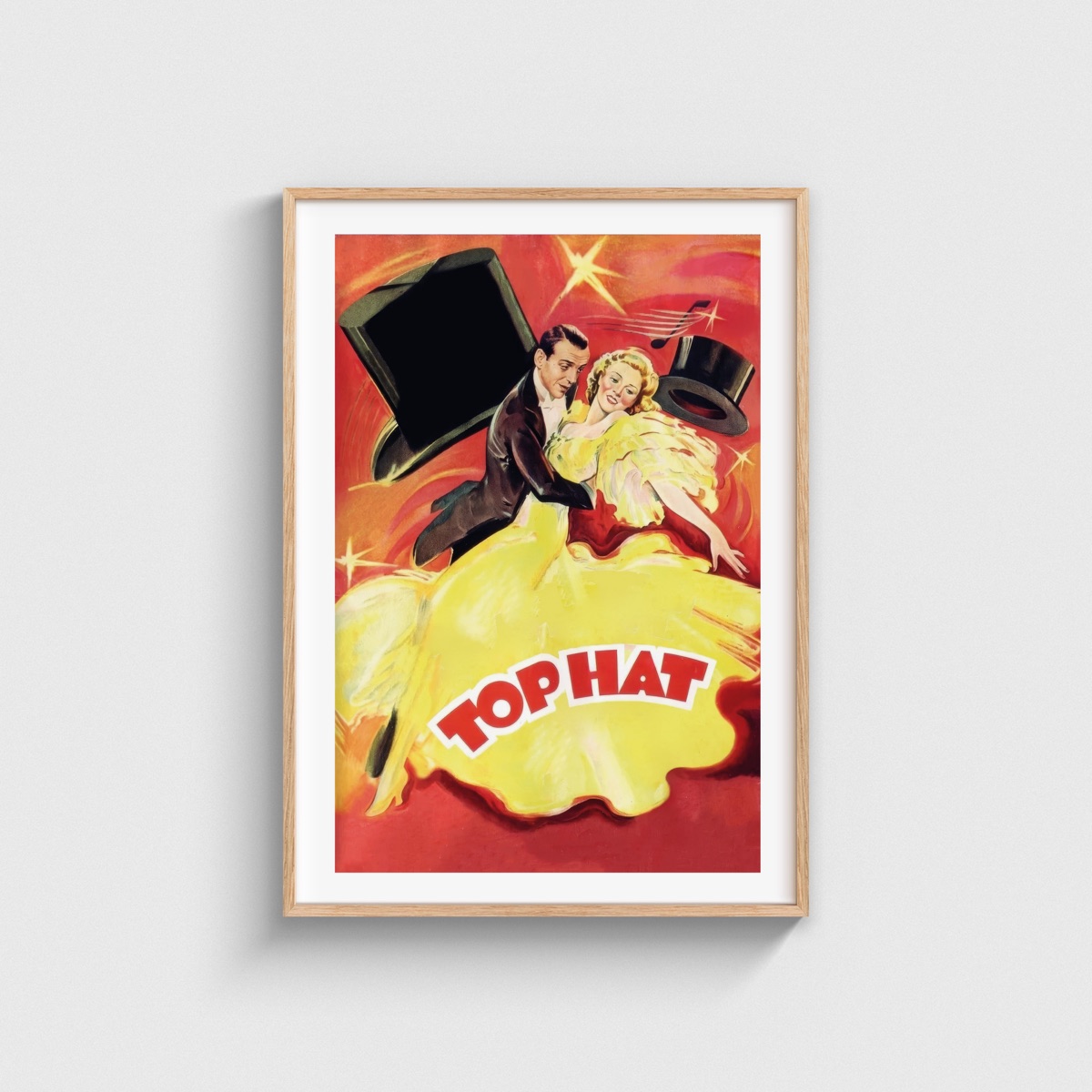 Top Hat film posteri, ahşap çerçeveli tablo