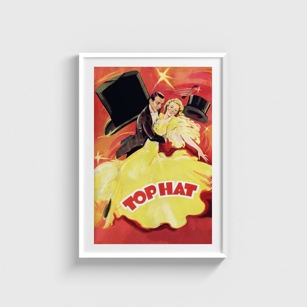 Top Hat film posteri, beyaz çerçeveli tablo