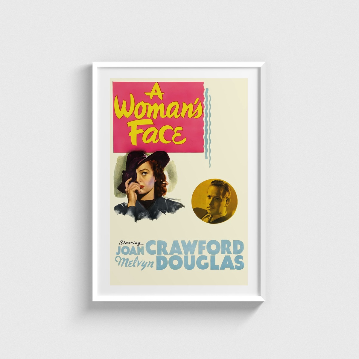 A Woman's Face film posteri, beyaz çerçeveli tablo