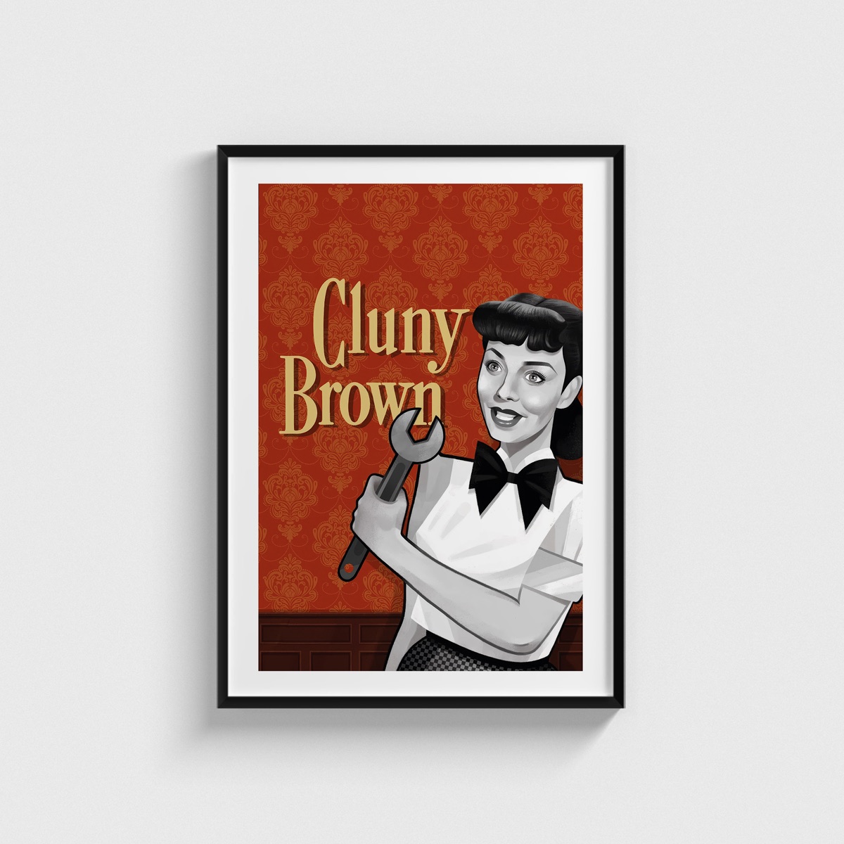 Cluny Brown film posteri, siyah çerçeveli tablo