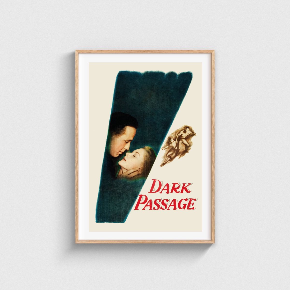 Dark Passage film posteri, ahşap çerçeveli tablo