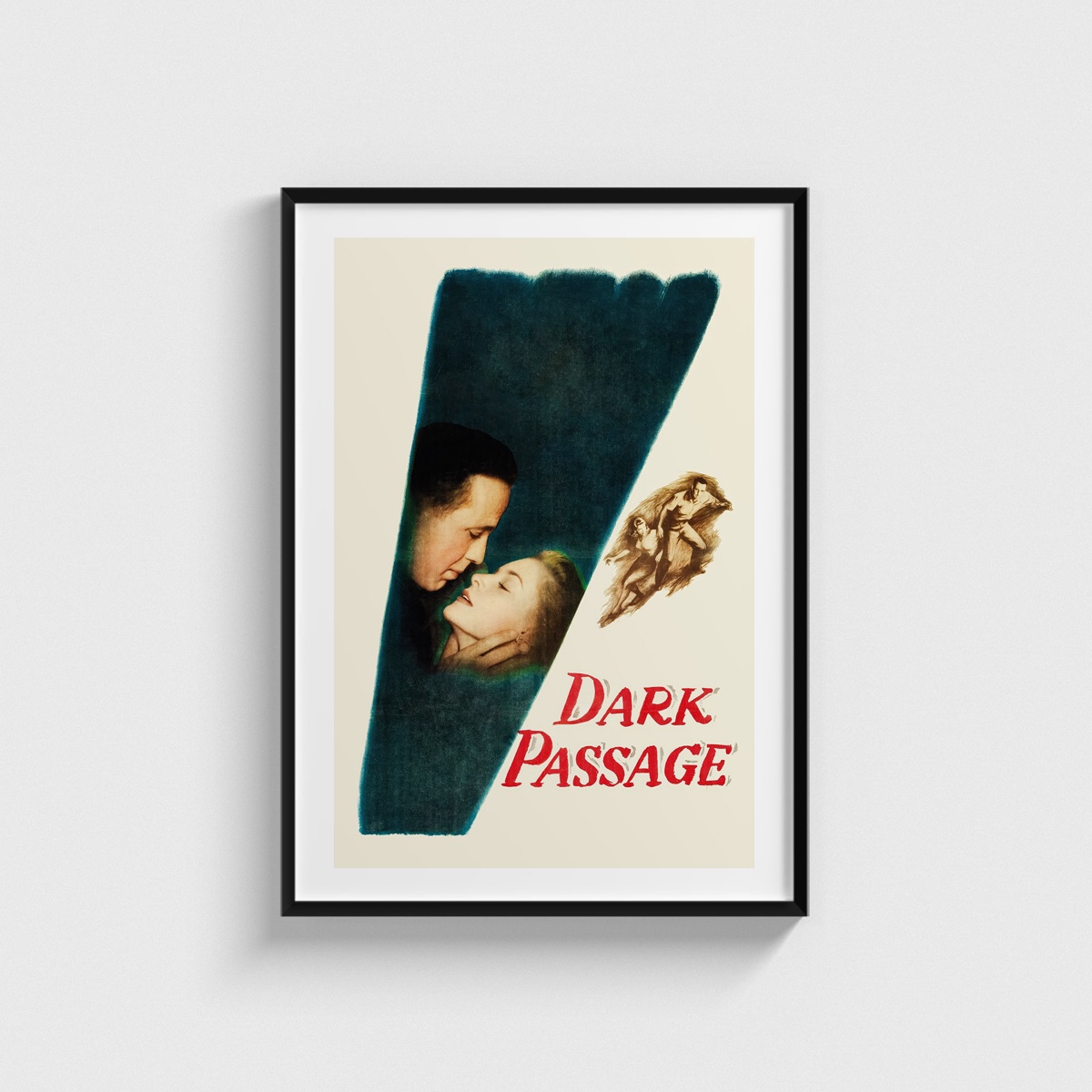 Dark Passage film posteri, siyah çerçeveli tablo