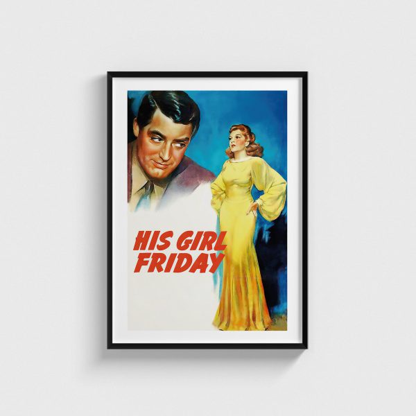 His Girl Friday film posteri, siyah çerçeveli tablo