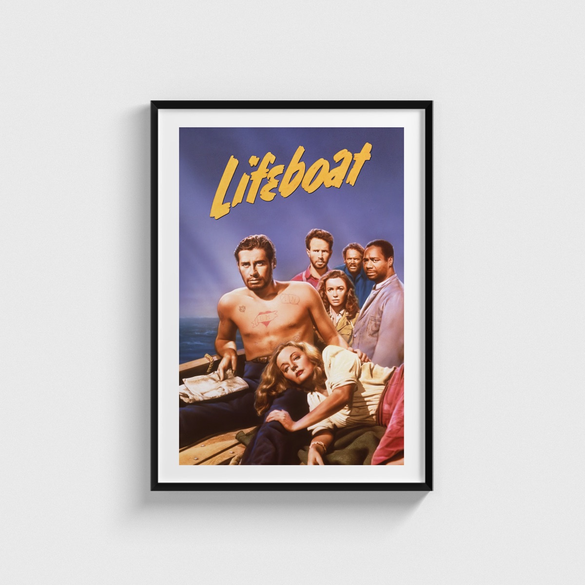 Lifeboat film posteri, siyah çerçeveli tablo