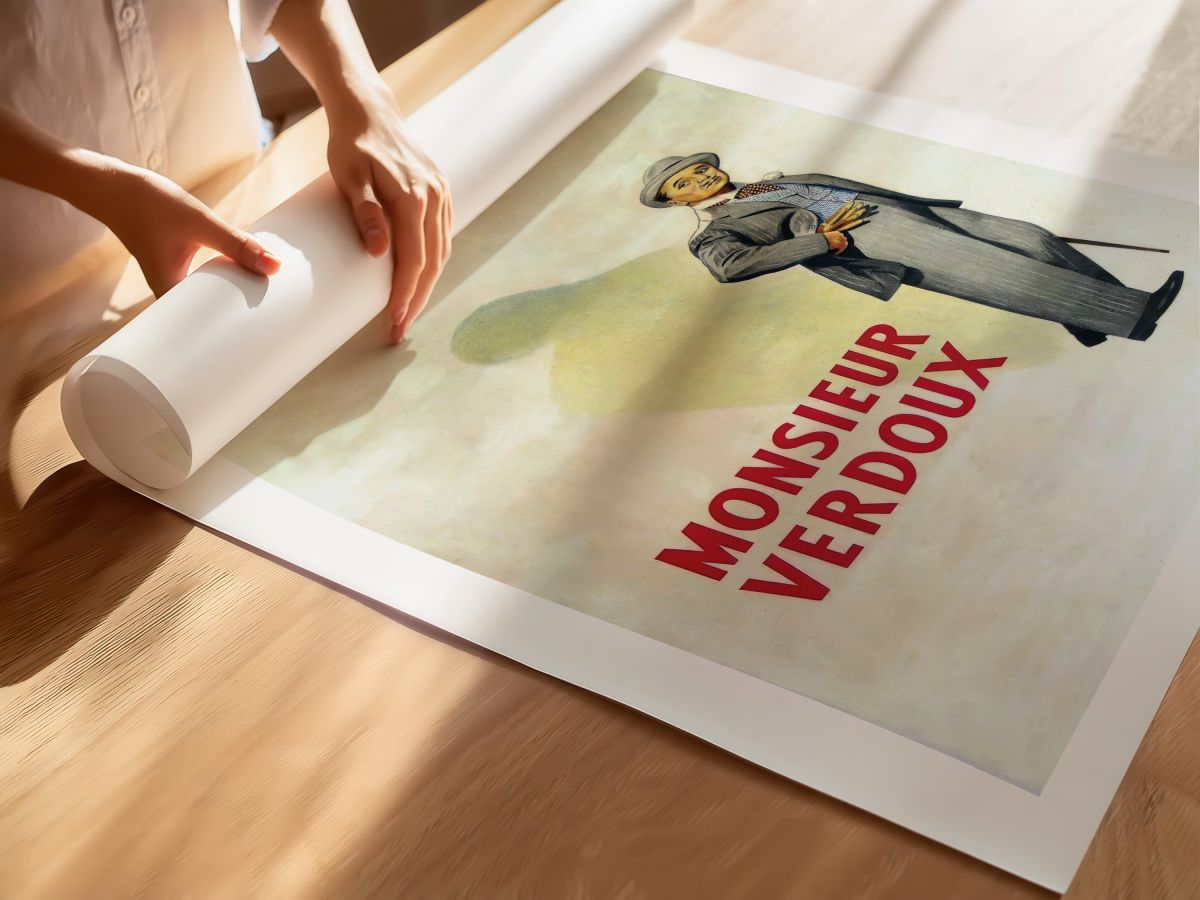 Monsieur Verdoux (1947) Film Posteri, rulo yapılmış çerçevesiz poster