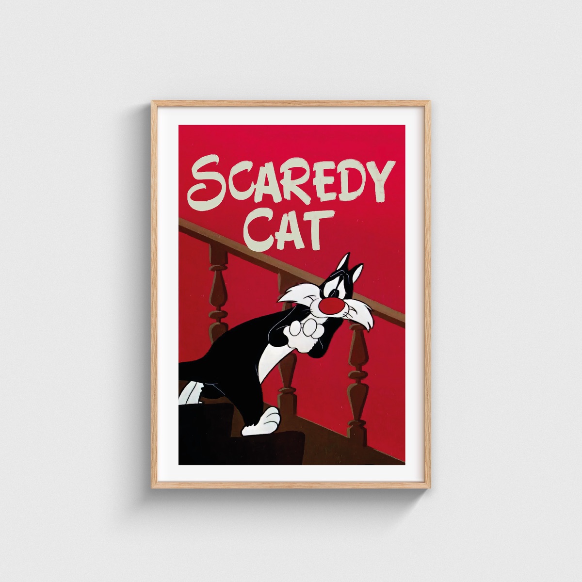 Scaredy Cat film posteri, ahşap çerçeveli tablo