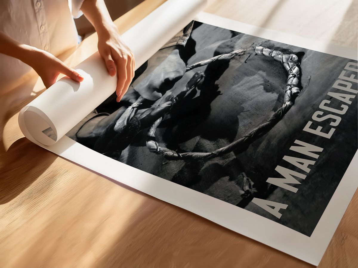 A Man Escaped (1956) Film Posteri, rulo yapılmış çerçevesiz poster