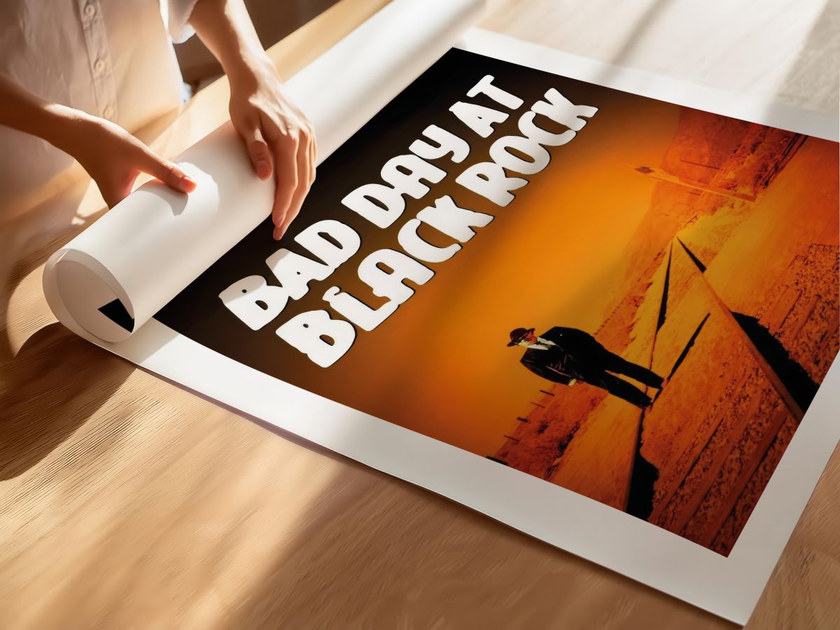 Bad Day at Black Rock (1955) Film Posteri, rulo yapılmış çerçevesiz poster
