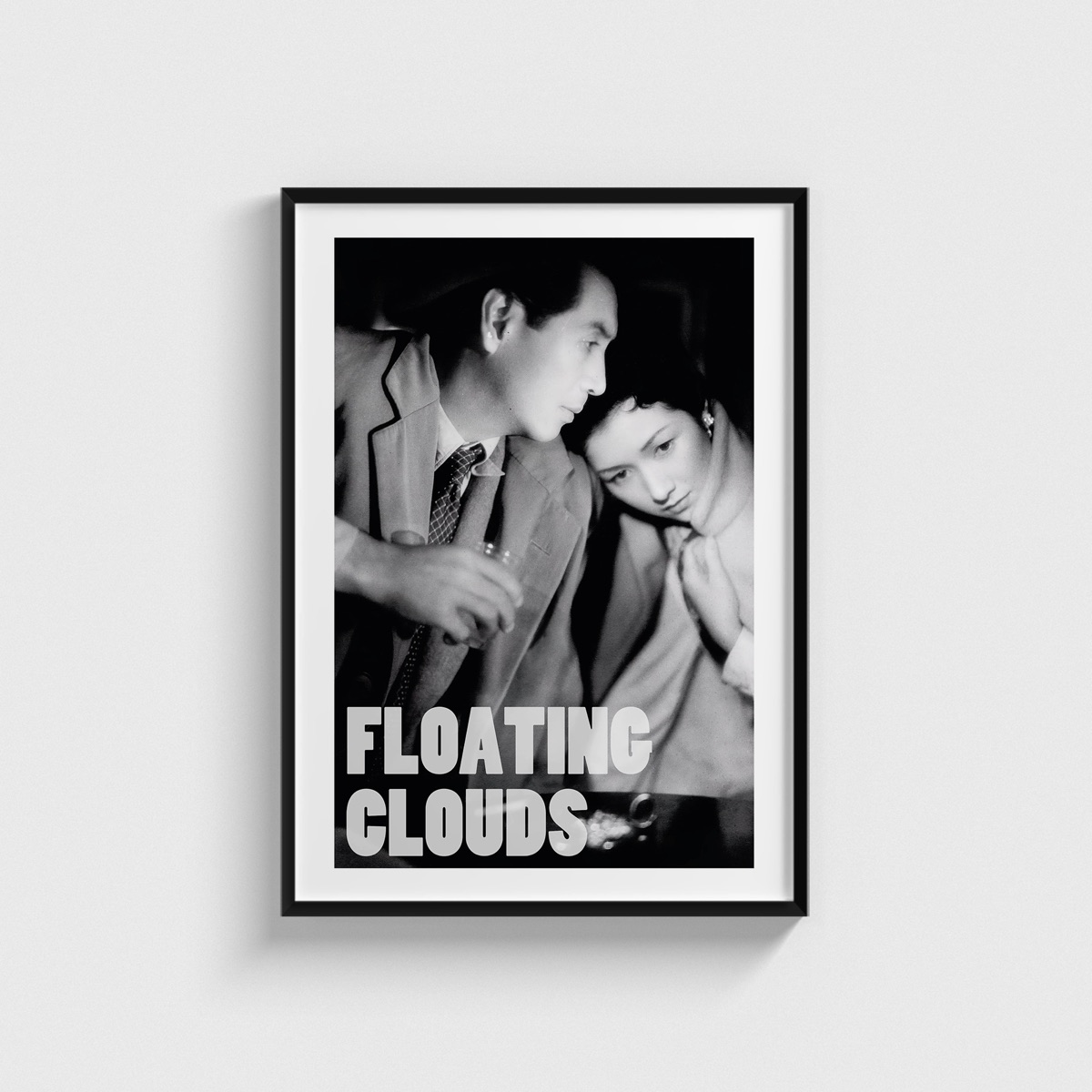 Floating Clouds film posteri, siyah çerçeveli tablo