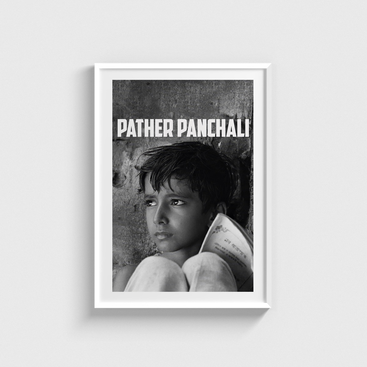 Pather Panchali film posteri, beyaz çerçeveli tablo