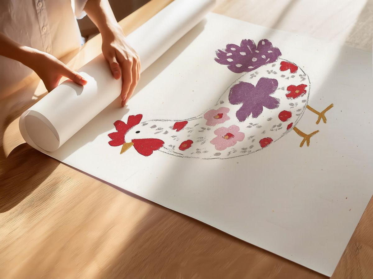 Çiçek Desenli Tavuk Çocuk Odası Duvar Posteri Çerçeveli Tablo Dekorasyon, rulo yapılmış çerçevesiz poster