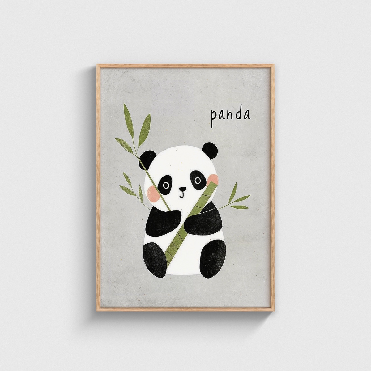 Bambulu Sevimli Panda çocuk odası posteri, ahşap çerçeveli tablo