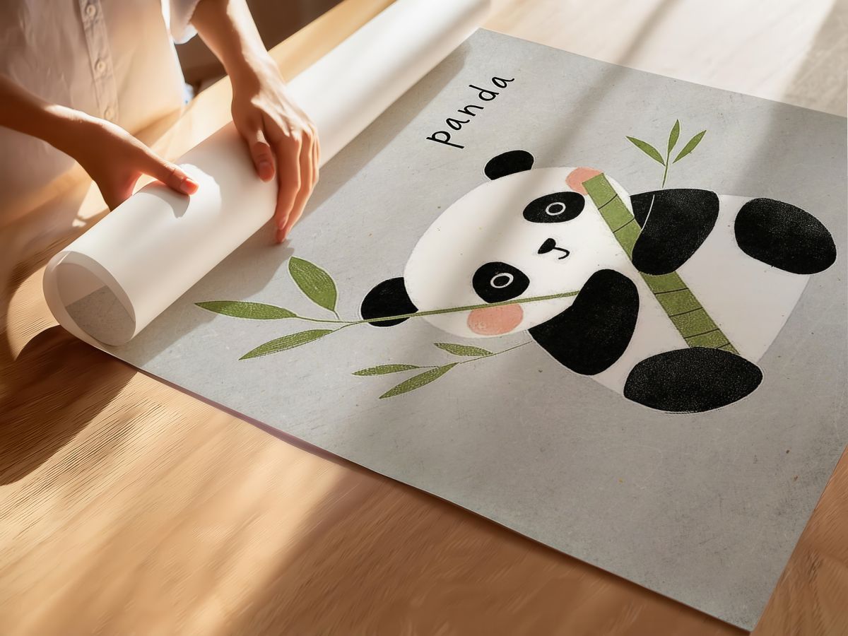 Bambulu Sevimli Panda Çocuk Odası Duvar Posteri Çerçeveli Tablo Dekorasyon, rulo yapılmış çerçevesiz poster