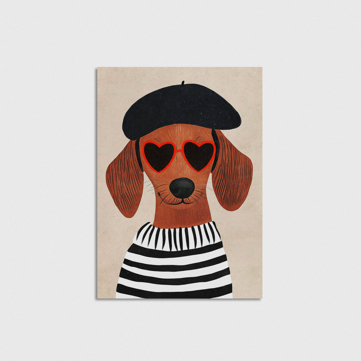 Kalp Gözlüklü Köpek çocuk odası posteri, çerçevesiz poster