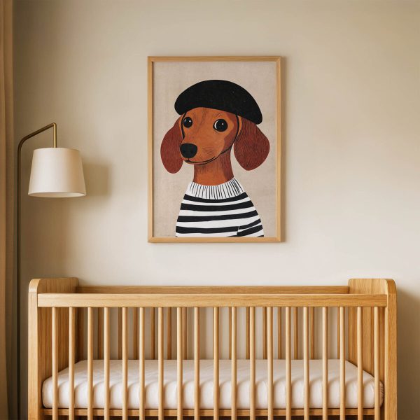 Bereli Sosis Köpek çocuk odası posteri, çerçeveli tablo oda görünümü