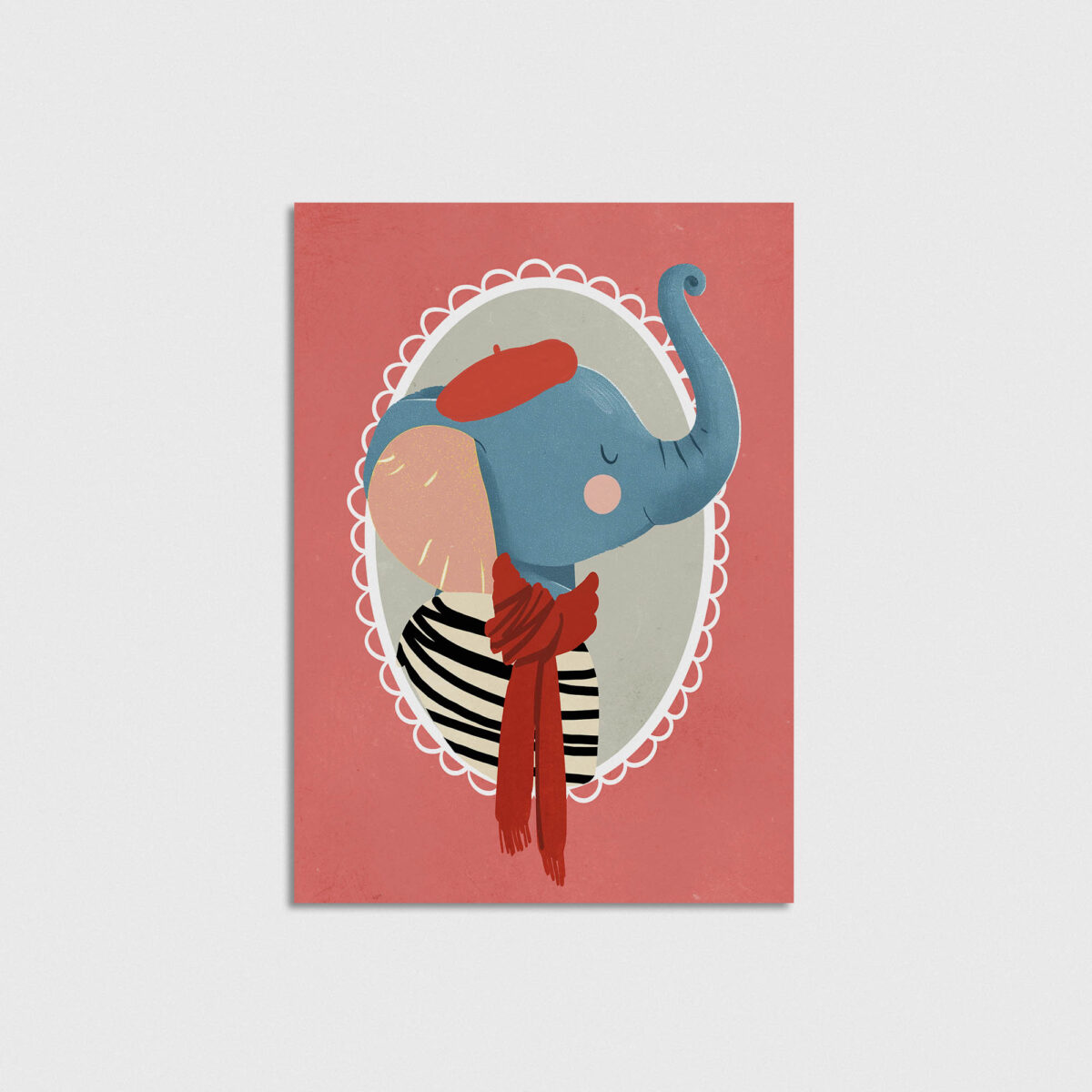 Kırmızı Çerçeveli Fil çocuk odası posteri, çerçevesiz poster