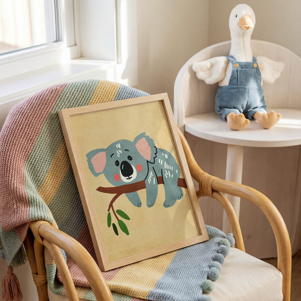 Daldaki Sevimli Koala çocuk odası posteri, çerçeveli tablo detayı