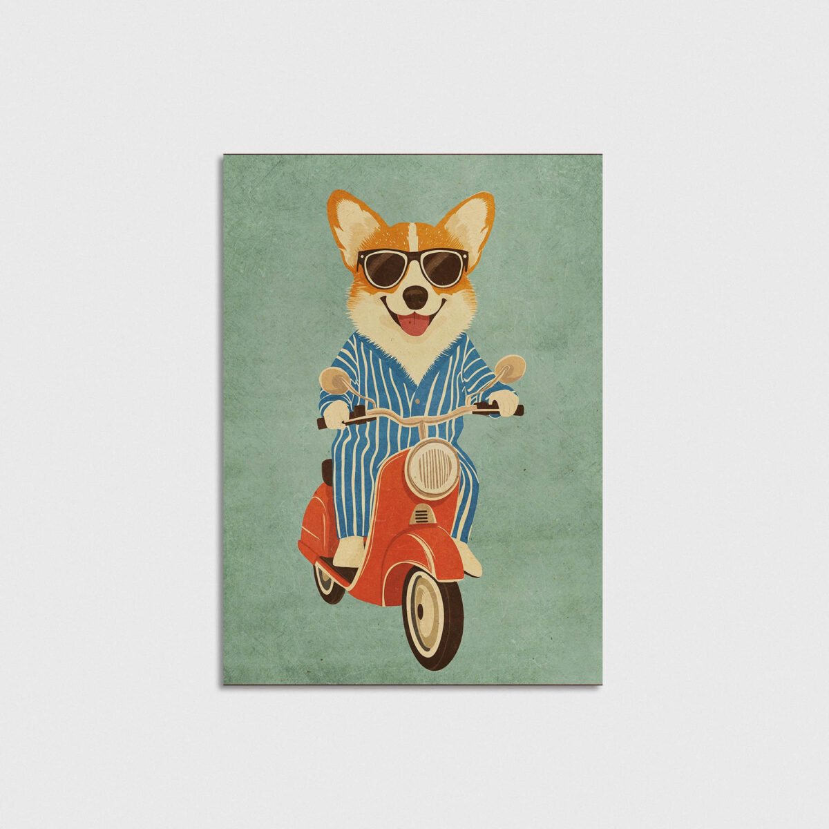 Motosikletli Sevimli Köpek çocuk odası posteri, çerçevesiz poster