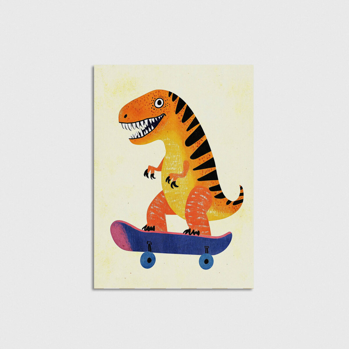 Kaykay Yapan Dinozor çocuk odası posteri, çerçevesiz poster