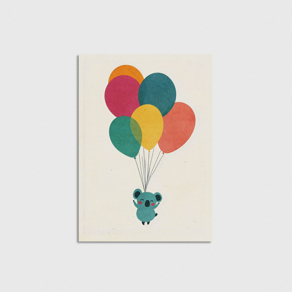 Balonlu Sevimli Koala çocuk odası posteri, çerçevesiz poster
