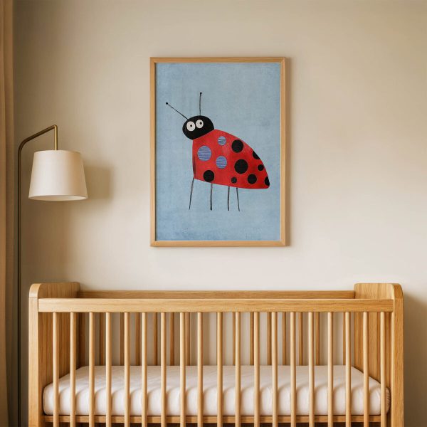 Benekli Uğur Böceği çocuk odası posteri, çerçeveli tablo oda görünümü